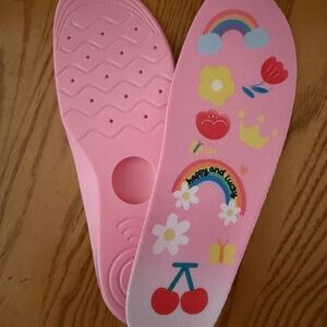 Pink Kids Insoles with Rainbow & Cherry Design - made for AirTag
